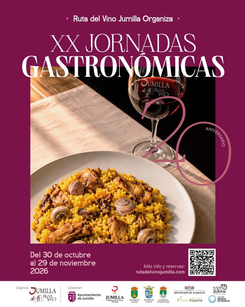 Cada año, durante el mes de noviembre tiene lugar la celebración de las Jornadas Gastronómicas organizadas por la Ruta del Vino de Jumilla. A lo largo de cinco fines de semanas, distintos restaurantes, bares de vinos, bodegas y almazaras prepararán...